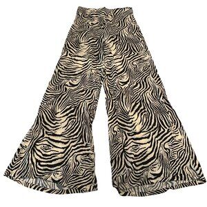 Montce Marbella Zebra Print Cream Black 100% Cotton Pant Women's Size Small S